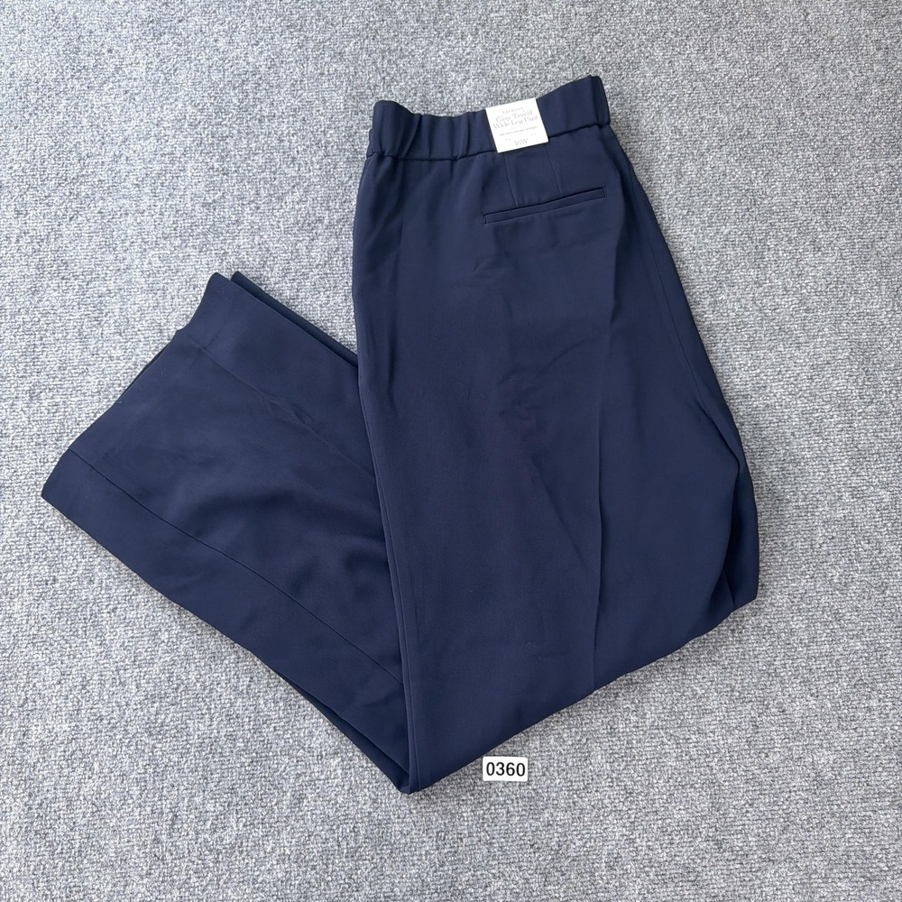 Talbots Pants Womens 16W Navy Blue Wide Leg Easy Travel High Waist Lined NEW